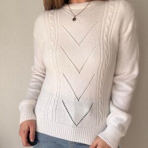 Rainbow Ridge White Chevron Knit Sweater